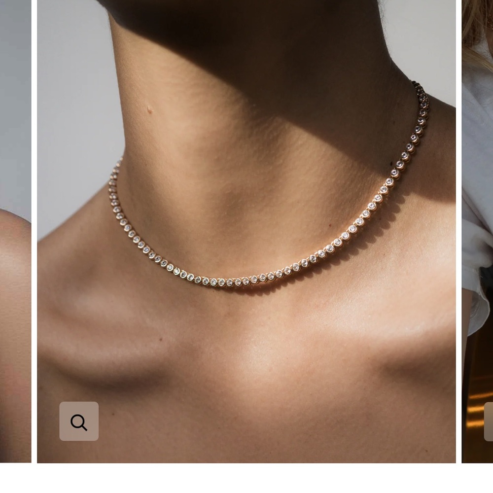Mod & Jo Elegant bezel Gold white sapphire tennis necklace